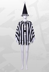 Terrifier Derivative Black-and-White Striped Cape Set Halloween Dark Circus Clown Style Cape with Hat