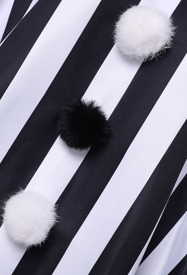 Terrifier Derivative Black-and-White Striped Cape Set Halloween Dark Circus Clown Style Cape with Hat