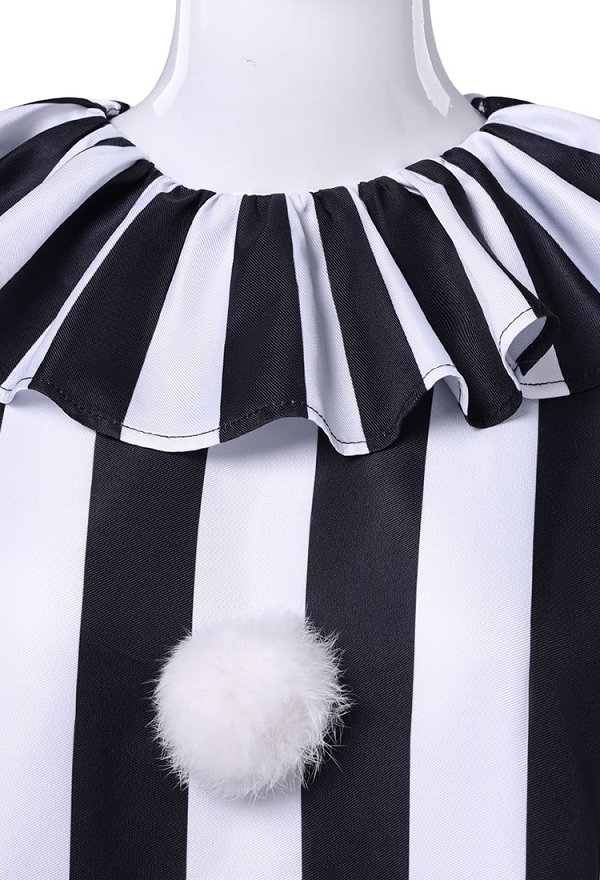 Terrifier Derivative Black-and-White Striped Cape Set Halloween Dark Circus Clown Style Cape with Hat