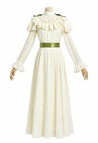 Daizbella Edwardian Historical Replica Outfit Ruffled High-Neck Shirt and Long Skirt with Bow