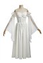 Daizbella Medieval Renaissance Retro Inner Dress Off-Shoulder Wide-Sleeve White Base Dress