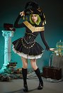 Witch Hat Brimmed Cap Black Magic Coco Derivative Costume Long-sleeved Dress with Corset Shawl and Hat