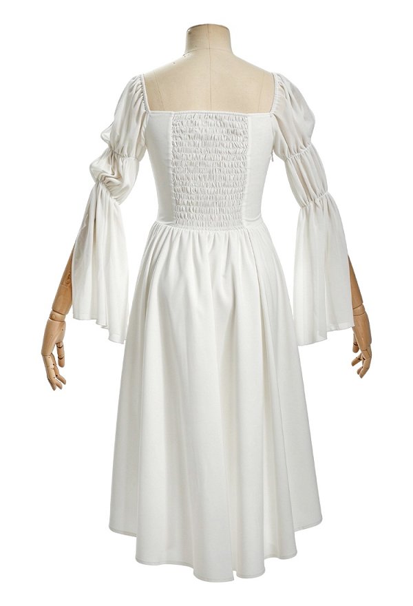 Daizbella Medieval Renaissance Retro Inner Dress White Puff Sleeve Base Dress