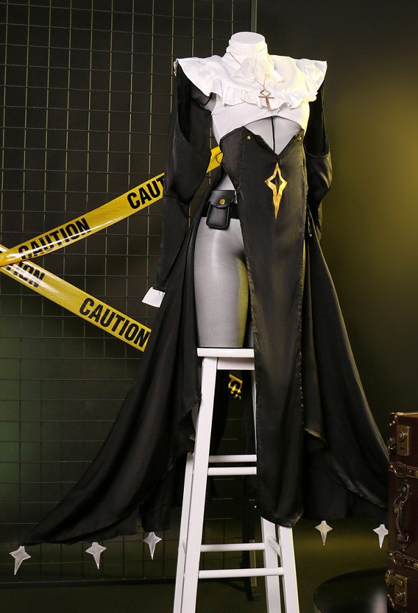 Miccostumes x Mobbunny x Chowbie Cazador de Vampiros Conjunto de Lencería Sexy de Monja Vestido de Abertura Alta con Collar de Diadema