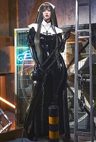 Miccostumes x Mobbunny x Chowbie Sisters Sexy Lingerie Set Halloween Black Nun Costume Bodysuit Jumpsuit with Collar Headband Necklace Miccostumes x Mobbunny x Chowbie Sisters Sexy Lingerie Set Halloween Black Nun Costume Bodysuit Jumpsuit with Collar Headband Necklace