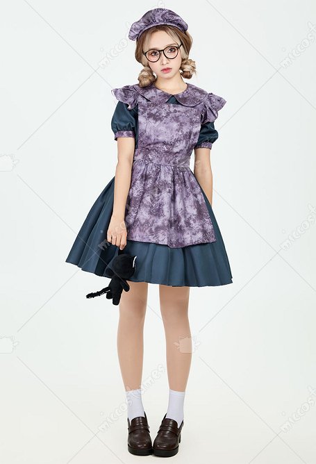 Halloween Evil Maid Tenue Robe gothique sombre de vampire avec tablier et coiffe
