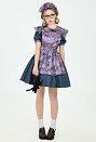 Doncella Malvada de Halloween Vestido de Vampiresa Gótica Oscura con Delantal y Tocado
