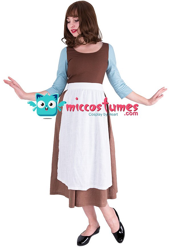 Cinderella Cosplay Kostüm brown Hausmädchen Kleid mit Schal Cinderella Cosplay Kostüm brown Hausmädchen Kleid mit Schal