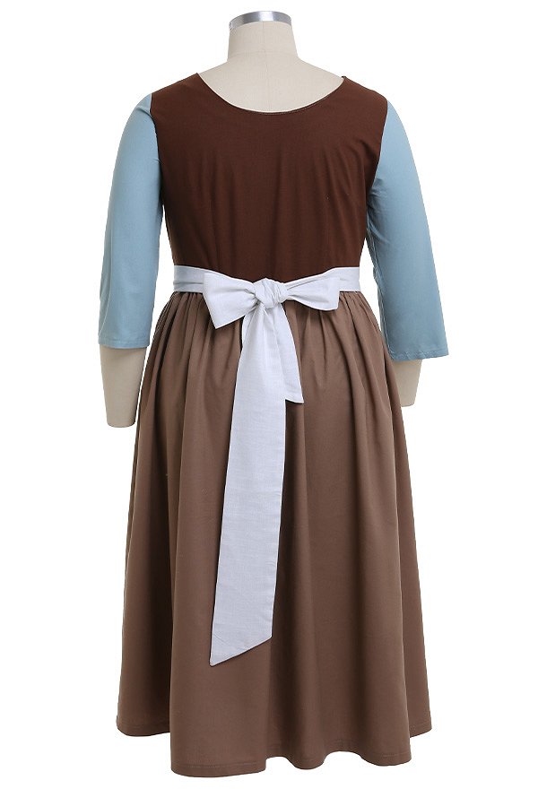 Talla Plus Cinderella Cosplay Disfraz de sirvienta marrón con bufanda
