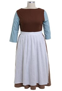 Plus Size Cinderella Cosplay Costume Brown Housemaid Dress with scarf