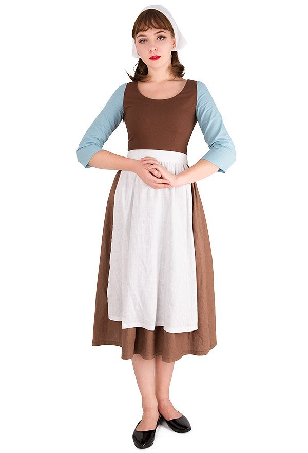 Cinderella Cosplay Kostüm brown Hausmädchen Kleid mit Schal Cinderella Cosplay Kostüm brown Hausmädchen Kleid mit Schal