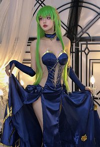 Mahjong Soul x Code Giasu C.C Cosplay Costume Bodysuit and Skirt with Gloves and Choker