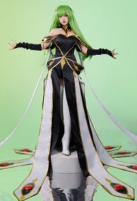 Code Giasu C.C. Cosplay Kostüm Königin Anzug Kleid und Kragen mit Kopf Accessoire Ärmeln