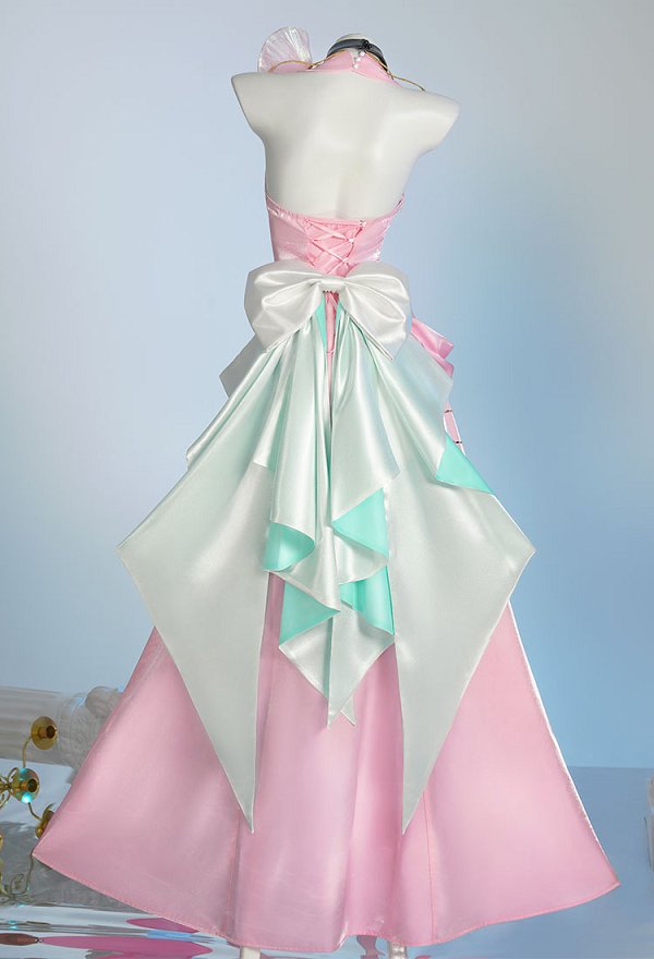 Code Giasu C.C. Cosplay Costume Robe rose avec chaussettes à fleurs sur la tête