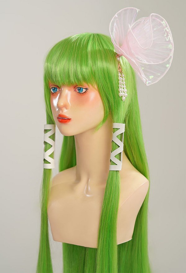 Code Giasu C.C. Cosplay Costume Robe rose avec chaussettes à fleurs sur la tête