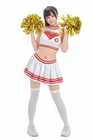 Halloween Costume d'infirmière pom-pom girl haut court à rayures et jupe avec bandeau