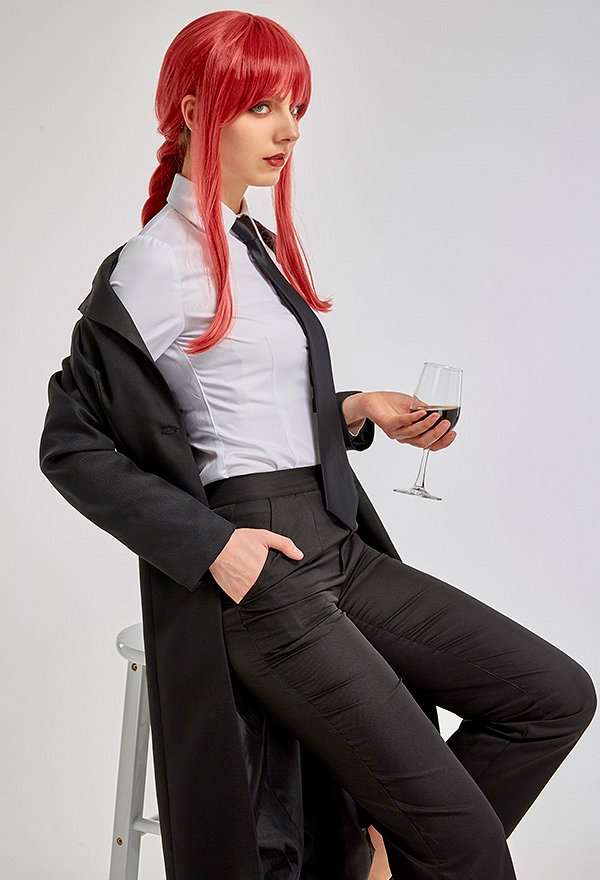 chainsaw devil Makima Cosplay Traje Abrigo Largo Traje con Pantalones y Camisa