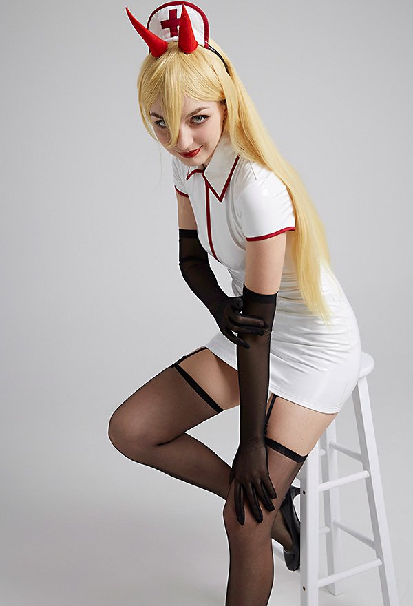 chainsaw devil Makima Power Cosplay Costume Sexy Nurse Outfit con Guantes de Sombrero chainsaw devil Makima Power Cosplay Costume Sexy Nurse Outfit con Guantes de Sombrero