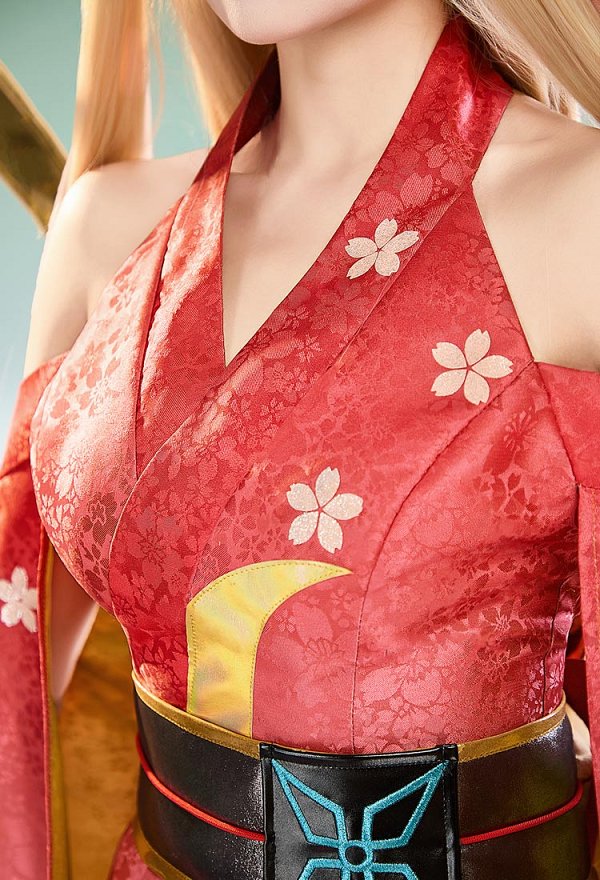 Costume de cosplay de la princesse cosmique Kaguya avec ceinture obi et queue