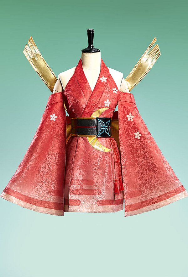 Costume de cosplay de la princesse cosmique Kaguya avec ceinture obi et queue