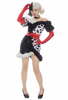 101 Dálmatas Cruella Cosplay Vestido con cuello y guantes