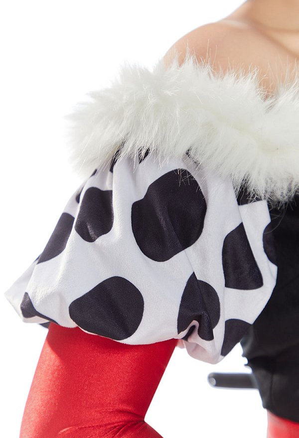 101 Dalmatiner Cruella Cosplay Kostüm Schwarz Weiß Gepunktetes Kleid Choker Handschuhen 101 Dalmatiner Cruella Cosplay Kostüm Schwarz Weiß Gepunktetes Kleid Choker Handschuhen
