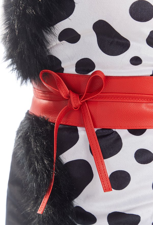 101 Dalmatiner Cruella Cosplay Kostüm Schwarz Weiß Gepunktetes Kleid Choker Handschuhen 101 Dalmatiner Cruella Cosplay Kostüm Schwarz Weiß Gepunktetes Kleid Choker Handschuhen
