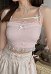 Woman Cute Sleeveless Lace Trim Strap Camisole Tank Top