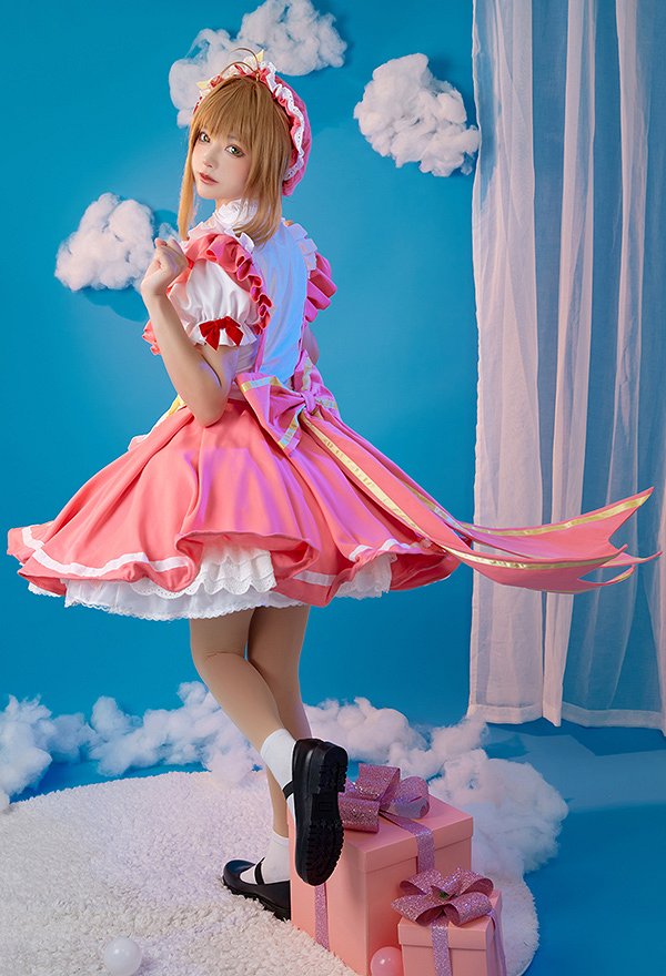 Card Captor Sakura Cosplay Kostüm Sakura Kinomoto Kawaii Dienstmädchen Outfit Cosplay Kostüm