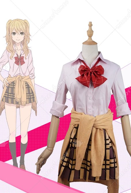 Anime Cosplay Kostüm Yuzu Schuluniform Hemd und Rock mit Strickjacke
