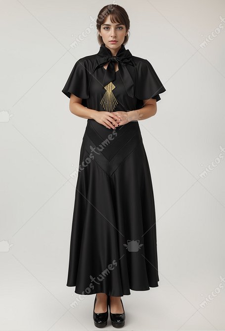 Women Medieval Costume 1930s Cocktail Dress Vintage Evening Dress Gown with Cape for Halloween