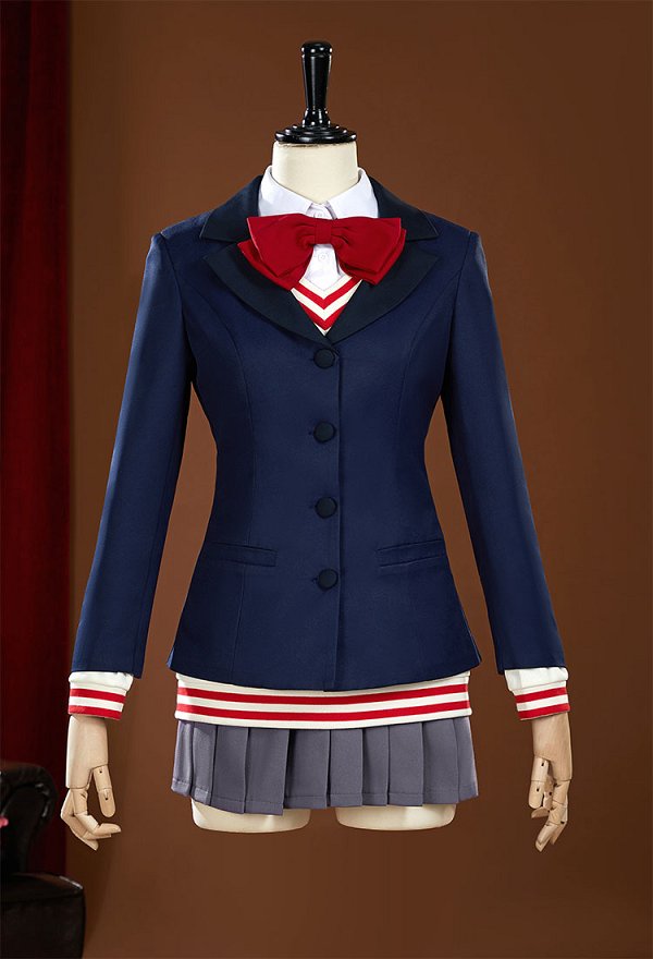 DDD Aira Shiratori Cosplay Costume School Uniform Jacket Skirt with Sweater Set with Bowtie
