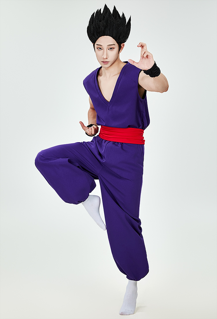 DB Saiyaman Disfraz de Cosplay Conjunto de top y pantalón con cinturón y muñequeras