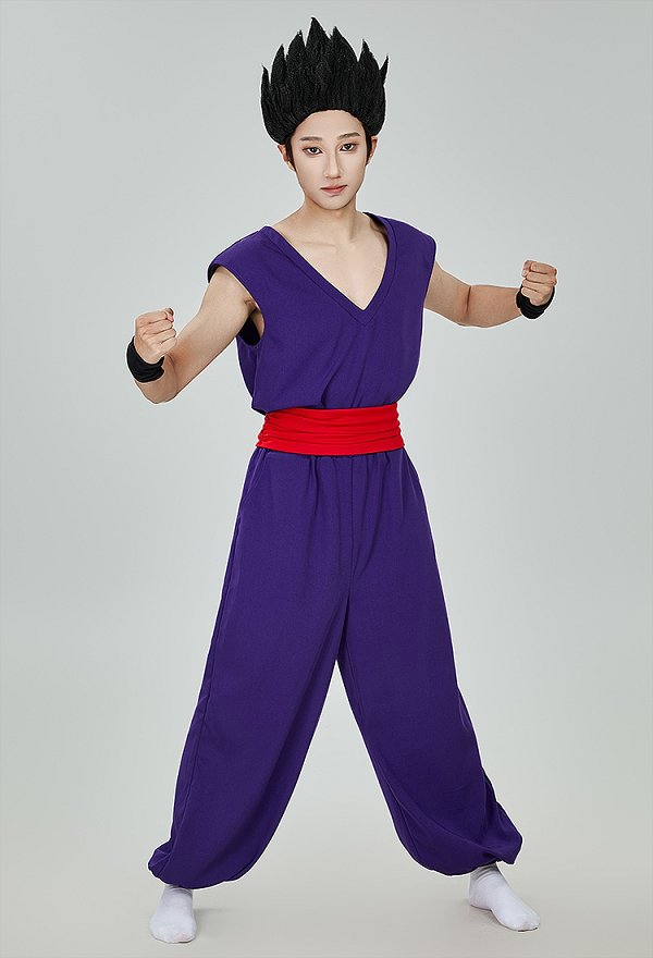 Anime Saiyaman Cosplay Costume Top and Pants Set with Belt and Wrist Guards Anime Saiyaman Cosplay Costume Top and Pants Set with Belt and Wrist Guards