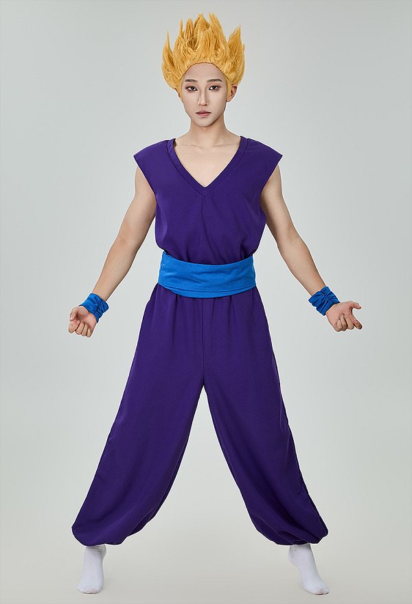 Anime Saiyaman Cosplay Costume Top and Pants Set with Belt and Wrist Guards Anime Saiyaman Cosplay Costume Top and Pants Set with Belt and Wrist Guards
