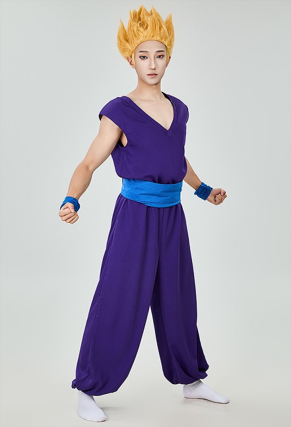 Anime Saiyaman Cosplay Costume Top and Pants Set with Belt and Wrist Guards Anime Saiyaman Cosplay Costume Top and Pants Set with Belt and Wrist Guards