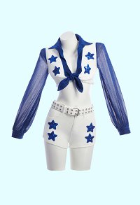 Tenue de pom-pom girls des Cowboys haut et short bleu étoilé avec ceinture