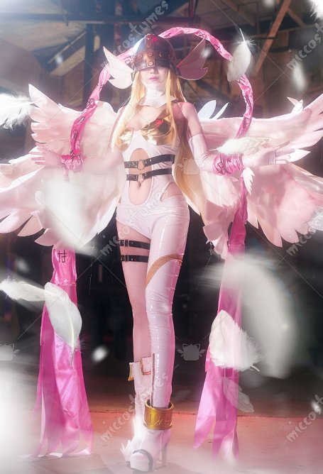 Dgmon Angewomon Cosplay Costume Combinaison améliorée avec casque et Pibo pour femmes