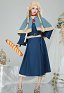 Delicious in Dungeon Marcille Disfraz de Cosplay Vestido y capa combinados con mochila y cinturón