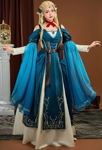 Delicious in Dungeon Marcille Donato Cosplay Costume Medieval Dress with Belt Choker