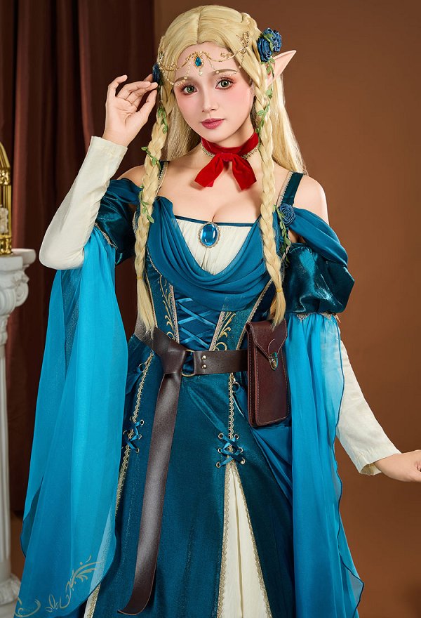 Gloutons et Dragons Marcille Donato Costume de Cosplay Robe avec ceinture et collier