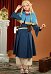 Delicious in Dungeon Marcille Donato Cosplay Kostüm Blaues Kleid Schal mit Hose Taschen Premium Version