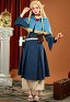 Delicioso en Dungeon Marcille Donato Cosplay Traje Azul Vestido Chal con Pantalones y Bolsas Premium Ver