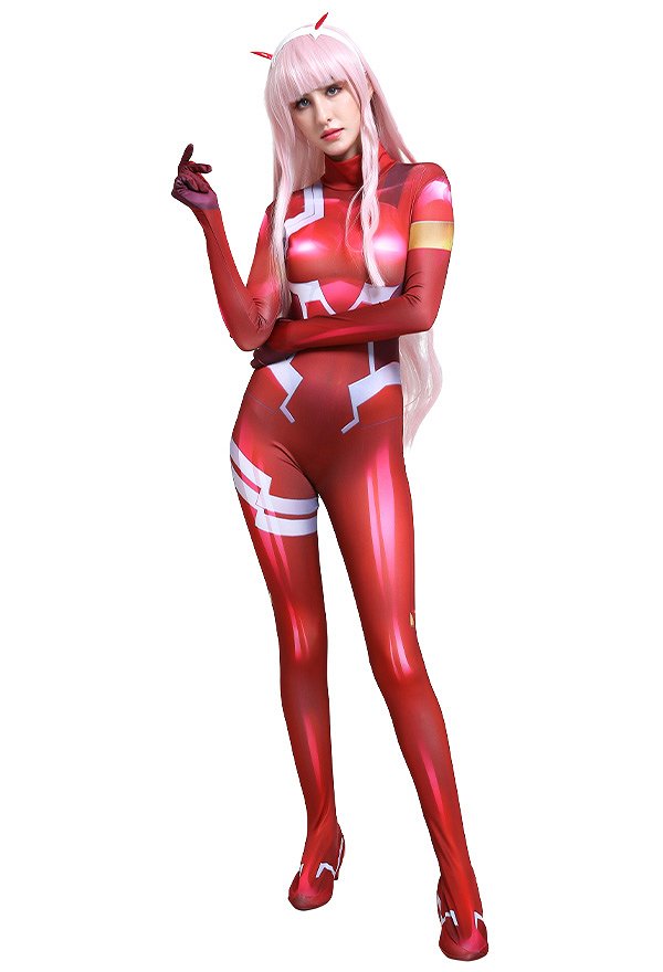 DARLING in the FRANXX Zero Two Code 002 Plugsuit Jumpsuit 3D Printed Zentai Cosplay Costume