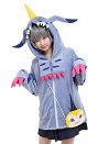 Digimon Adventure Gabumon Derivated Hoodie Cosplay Costume Cute Winged Drawstring Hooded Coat Embroidered Oversized Daily Outfits with Pocket Crossbody Bag