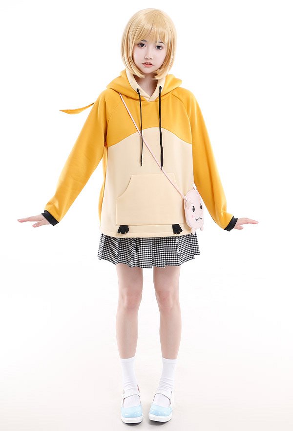 Digital Monster Digimon Patamon Hoodie Cosplay Costume Cute Winged Drawstring Hooded Sweatshirt Embroidered Pullover Oversized Daily Outfits with Pocket Crossbody Bag