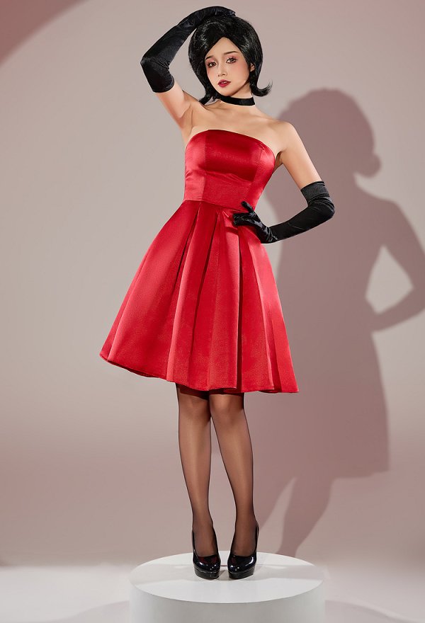 Minions Scarlet Overkill Cosplay Costume Red Dress with Gloves Choker Minions Scarlet Overkill Cosplay Costume Red Dress with Gloves Choker