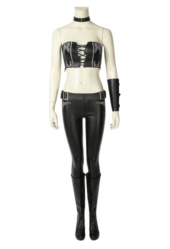 DMC Trish Cosplay Costume Costume Noir Tube Top et Pantalon avec Ceinture