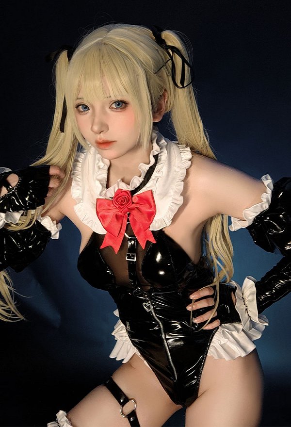 Dead or Alive Xtreme: Venus Vacation Marie Rose Cosplay Costume Gothic Bodysuit and Thigh Socks with Headdress Dead or Alive Xtreme: Venus Vacation Marie Rose Cosplay Costume Gothic Bodysuit and Thigh Socks with Headdress