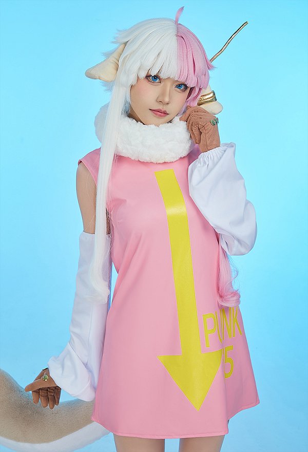 OP Punk-05 Atlas Disfraz de Cosplay Vestido Corto y Bufanda con Guantes y Anillo de Pierna